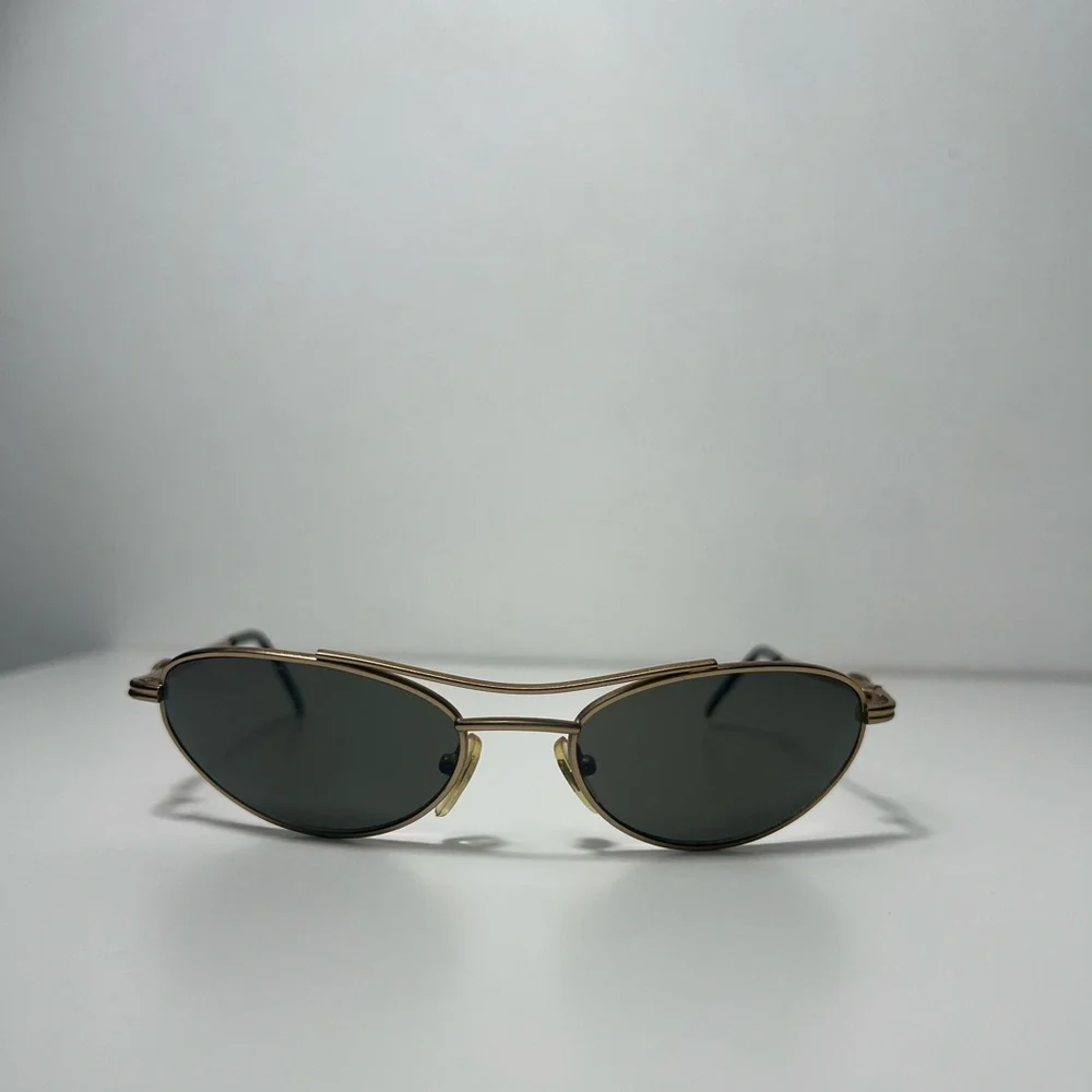 ABC Sports Aviator Signet Vintage 80s Y2K Gold Frame Black Lens Sunglasses